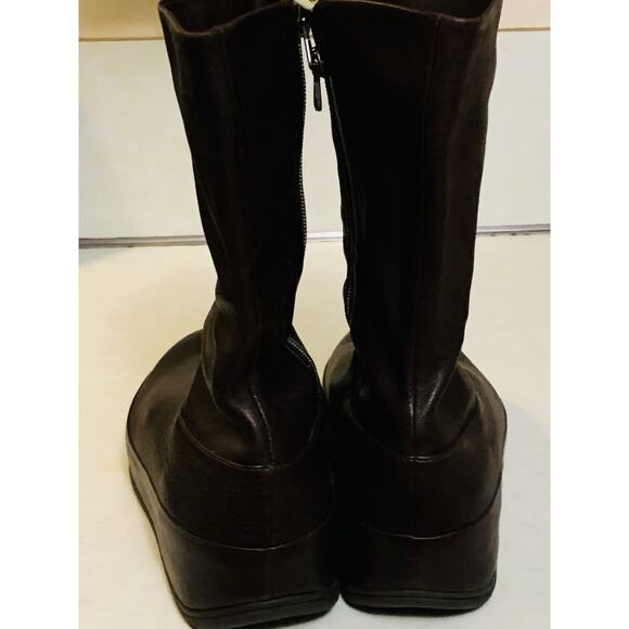FitFlop Crush Dark Brown Mid Calf Boots Women’s 8 Side Zip Inside Leather Peel - Picture 5 of 8